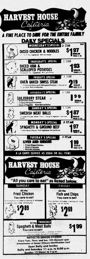 Harvest House Cafeteria - Jul 30 1978 Article
